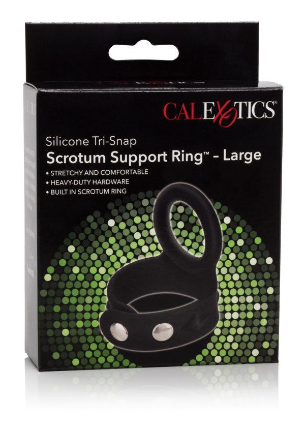 CalExotics Silicone Tri-Snap Scrotum Support Ring - Large - Afbeelding 2