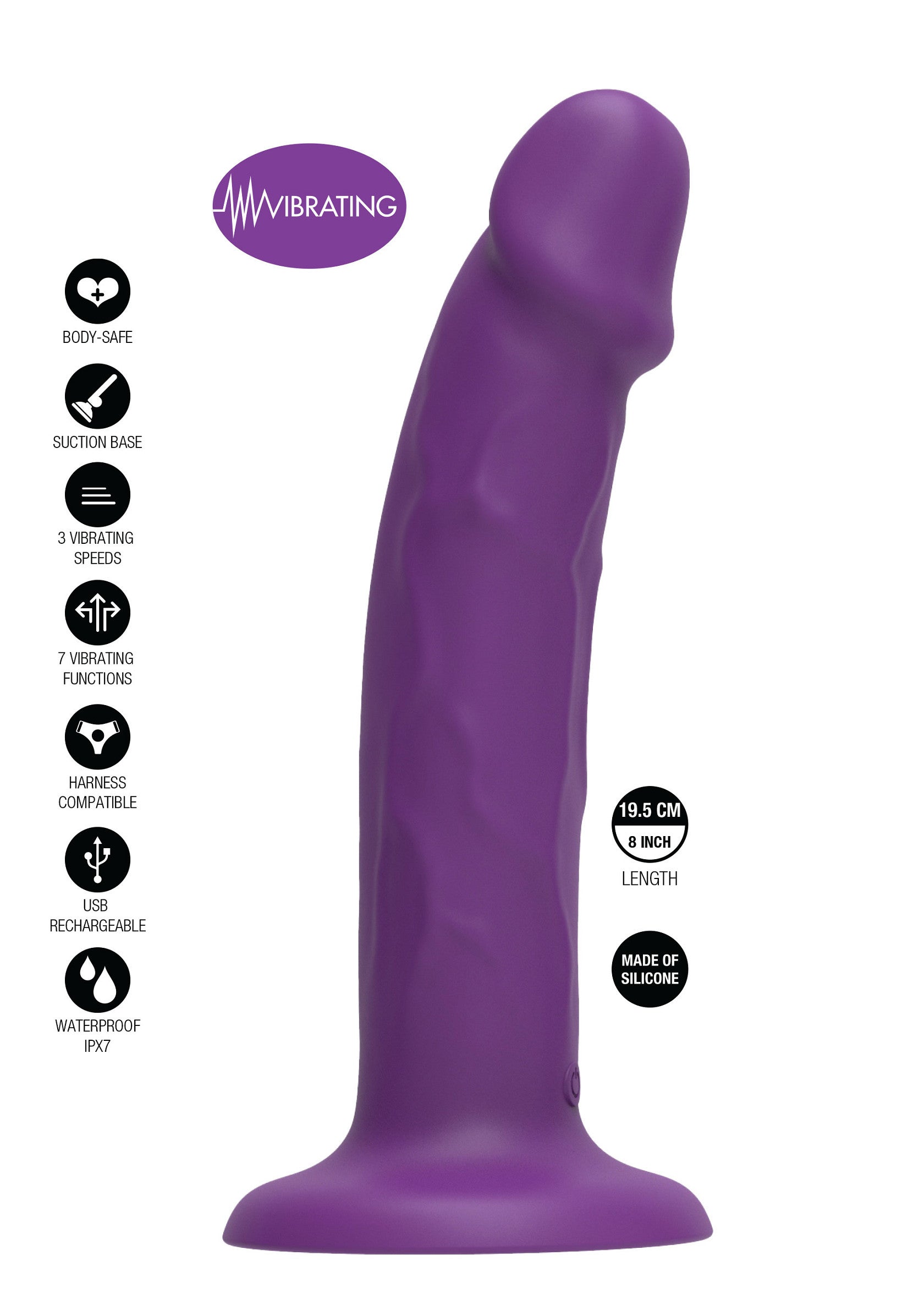 Harness Dong Vibrating Silicone 19.5 cm - Afbeelding 6