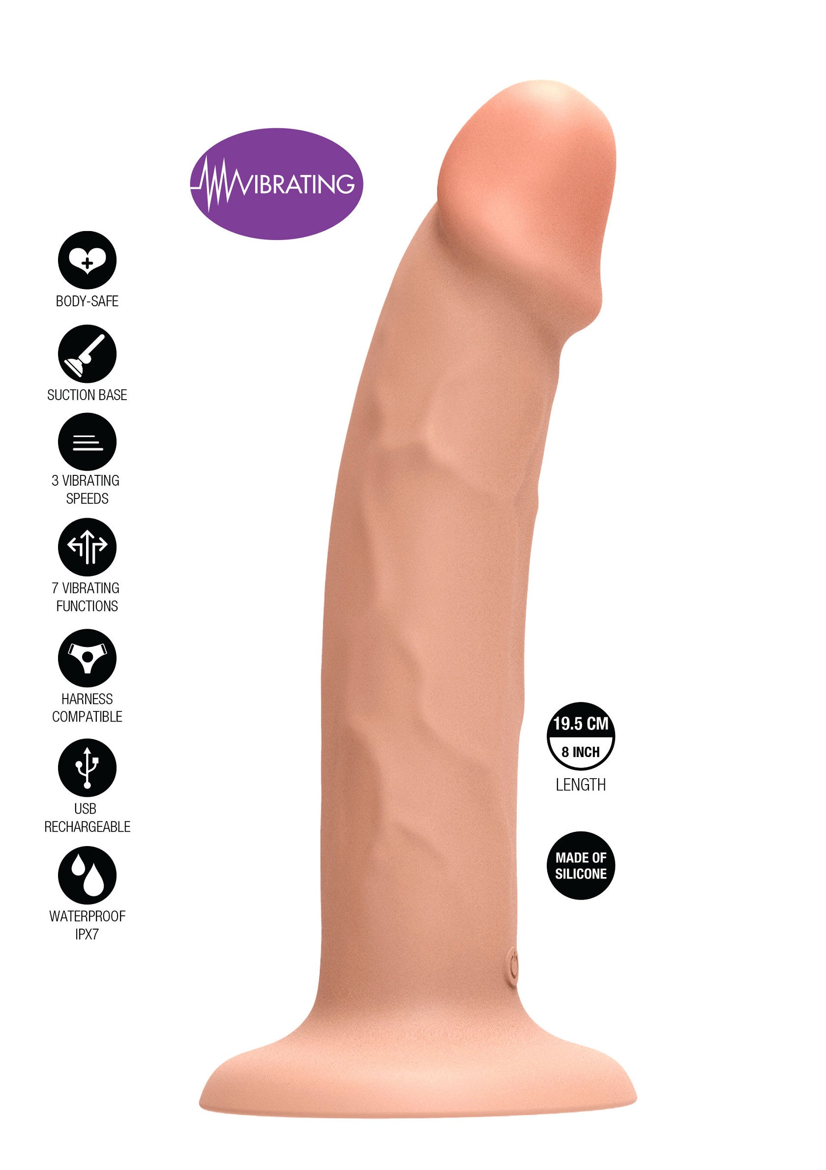 Harness Dong Vibrating Silicone 19.5 cm - Afbeelding 14