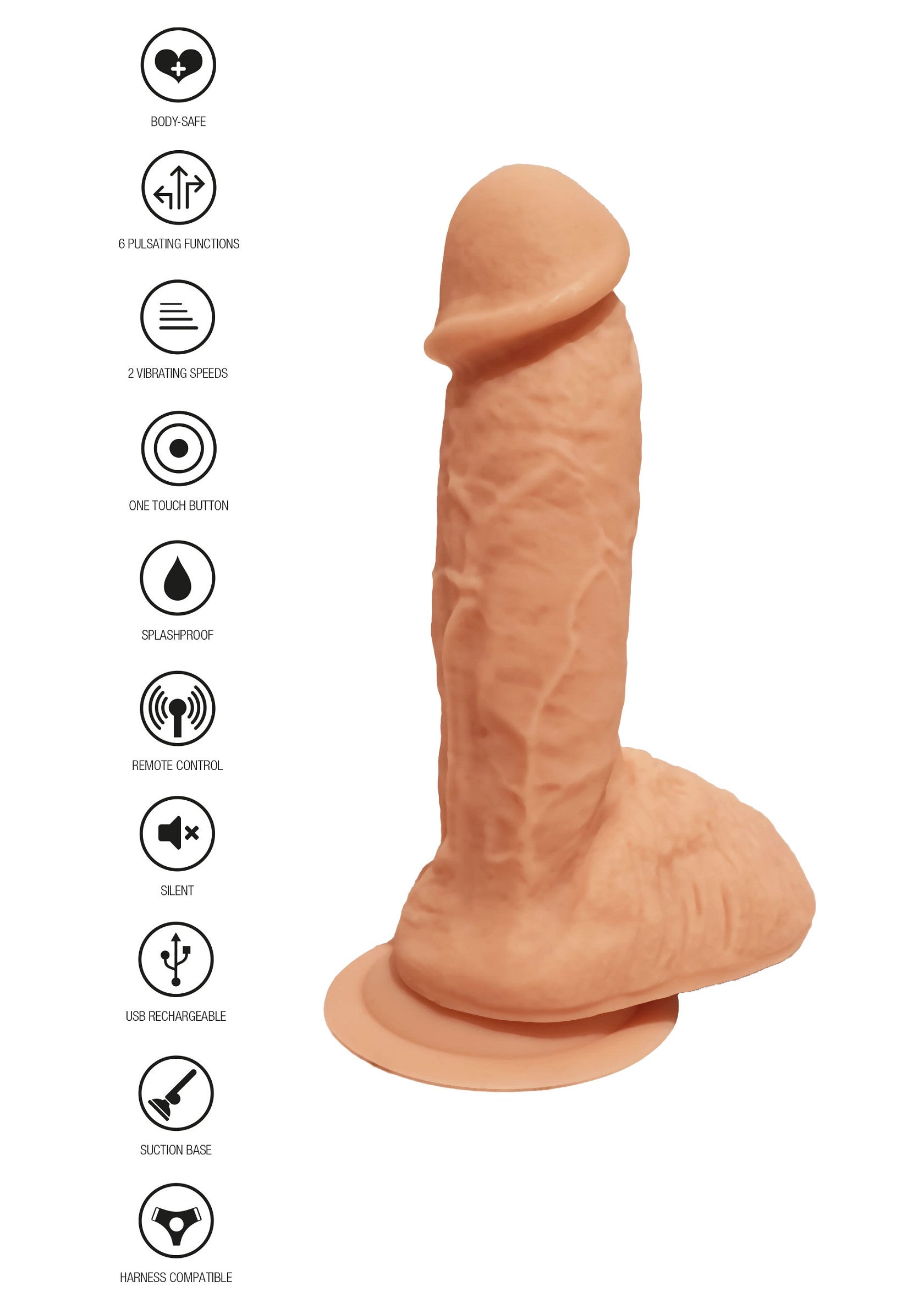 Naked Vibrating Dildo Silicone 17 cm - Afbeelding 6