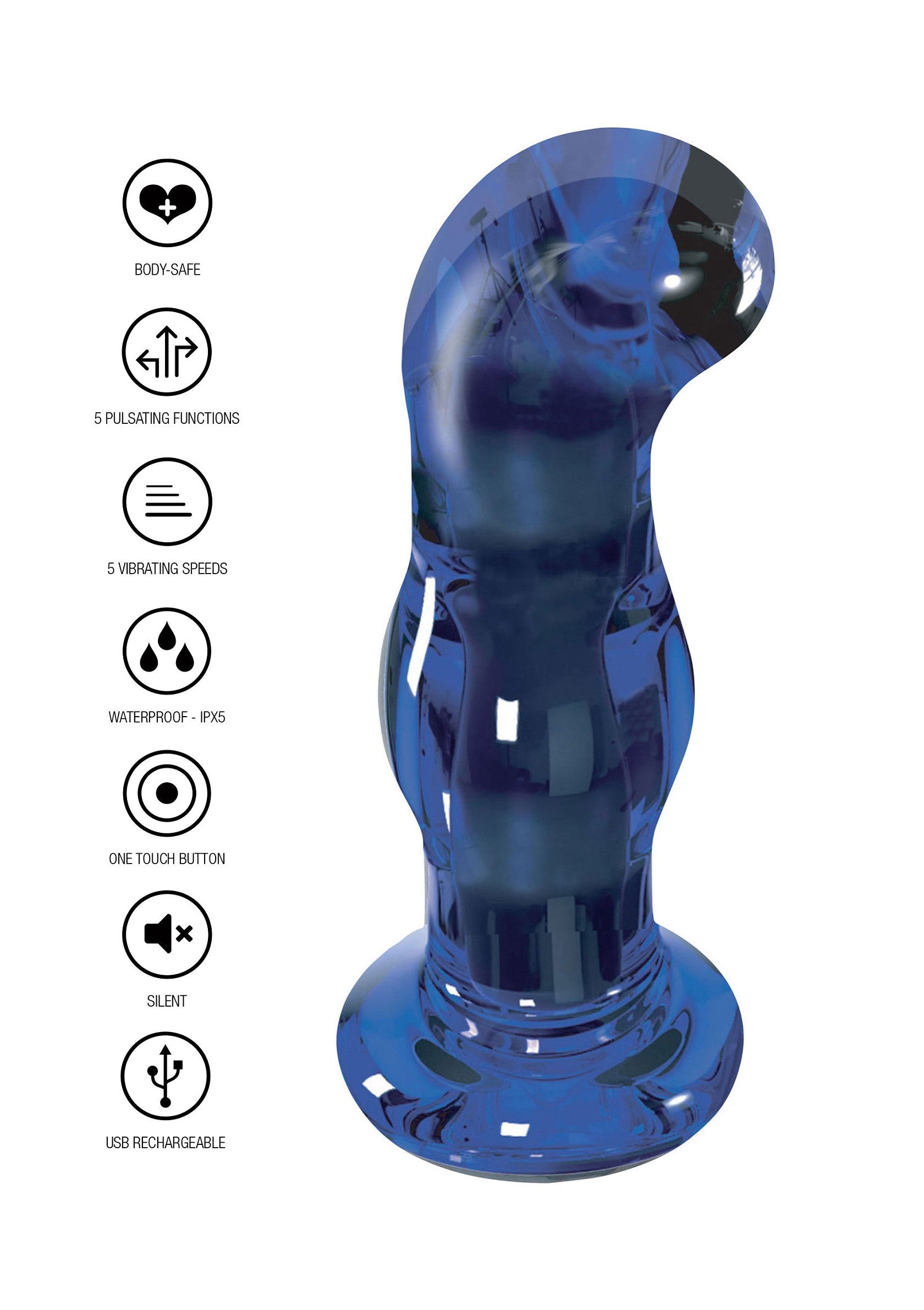 Gleaming Vibrating Glass Plug - Afbeelding 10