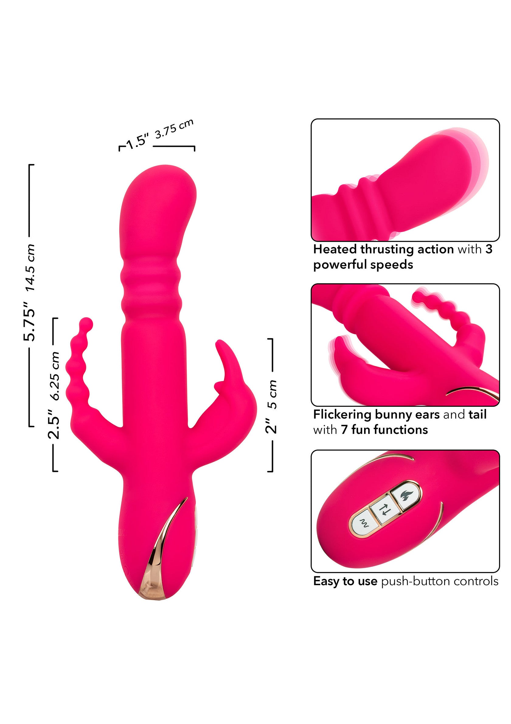 Heated Silicone Triple Rabbit - Afbeelding 6