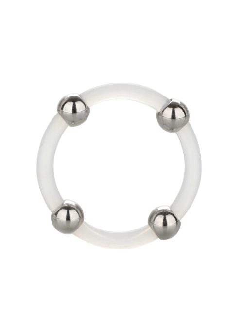 Steel Beaded Silicone Ring L