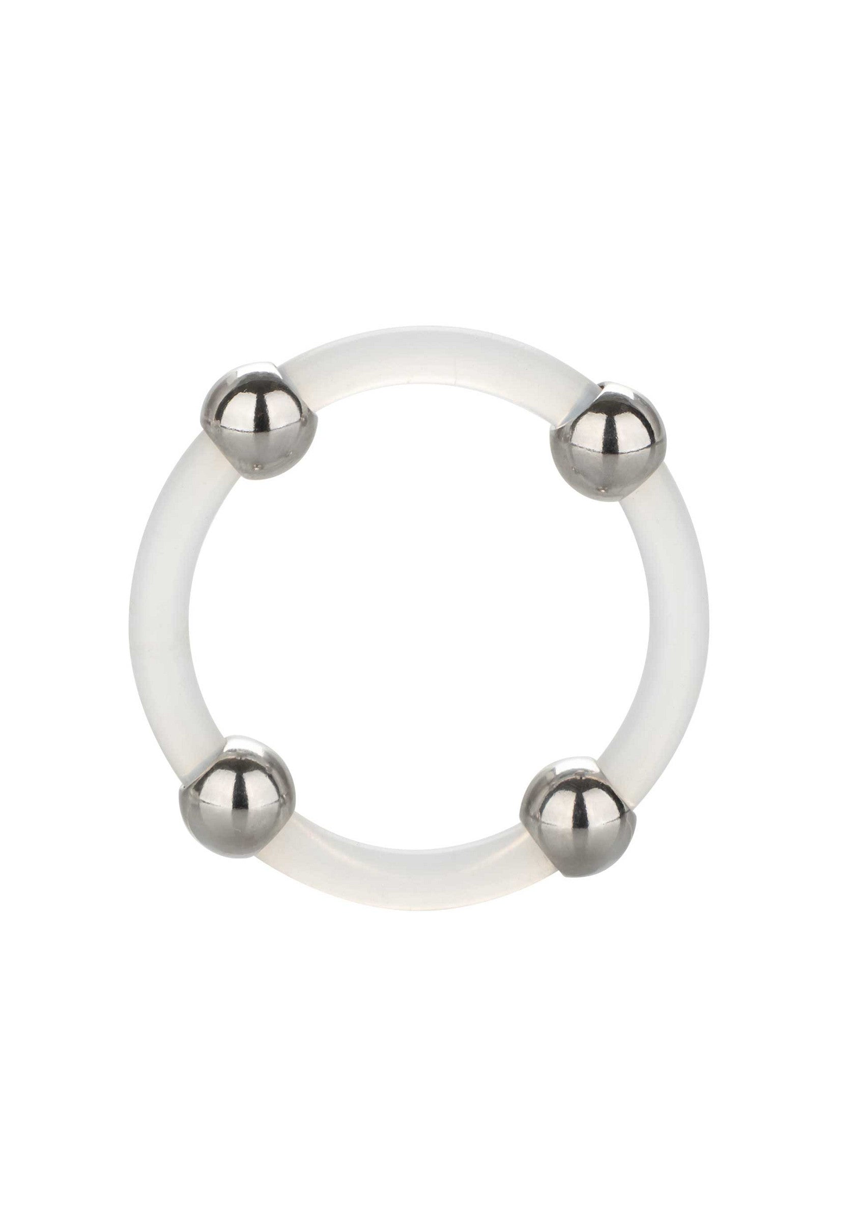 Steel Beaded Silicone Ring L