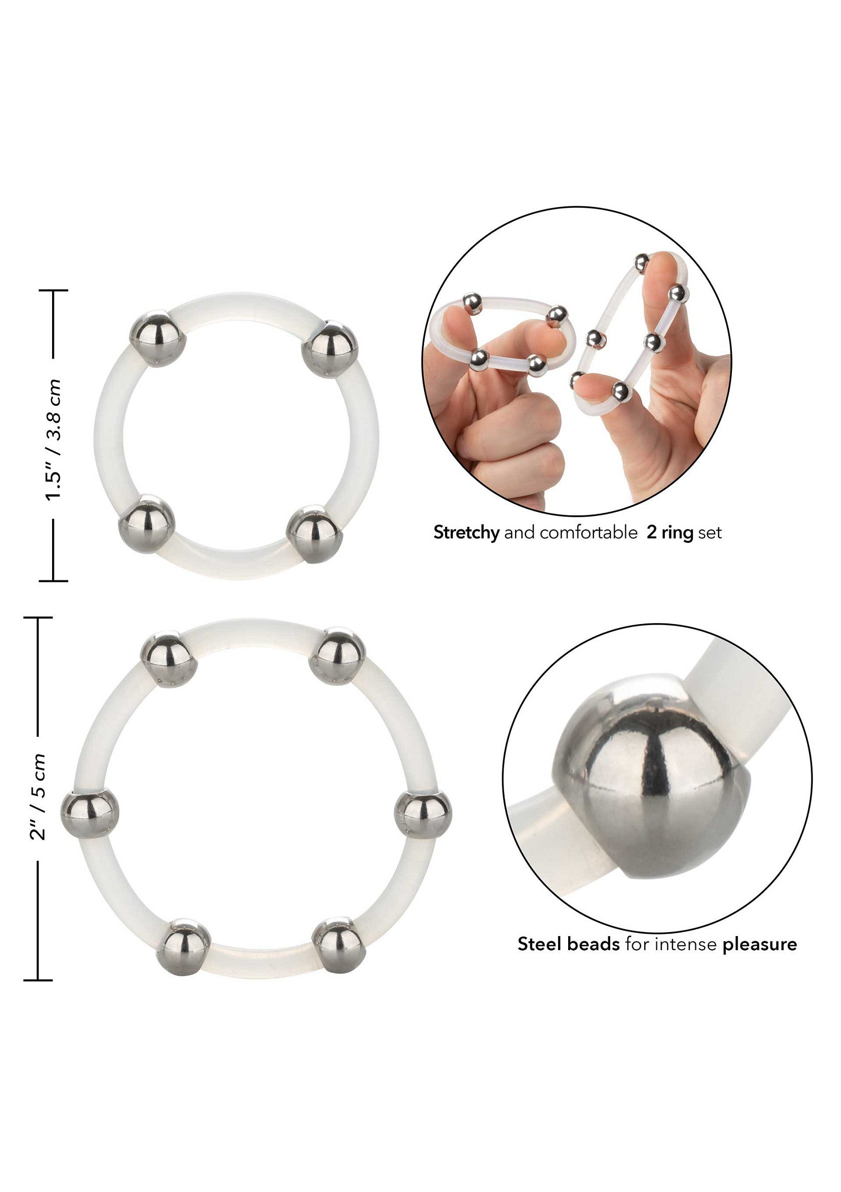 Steel Beaded Silicone Ring Set - Afbeelding 4