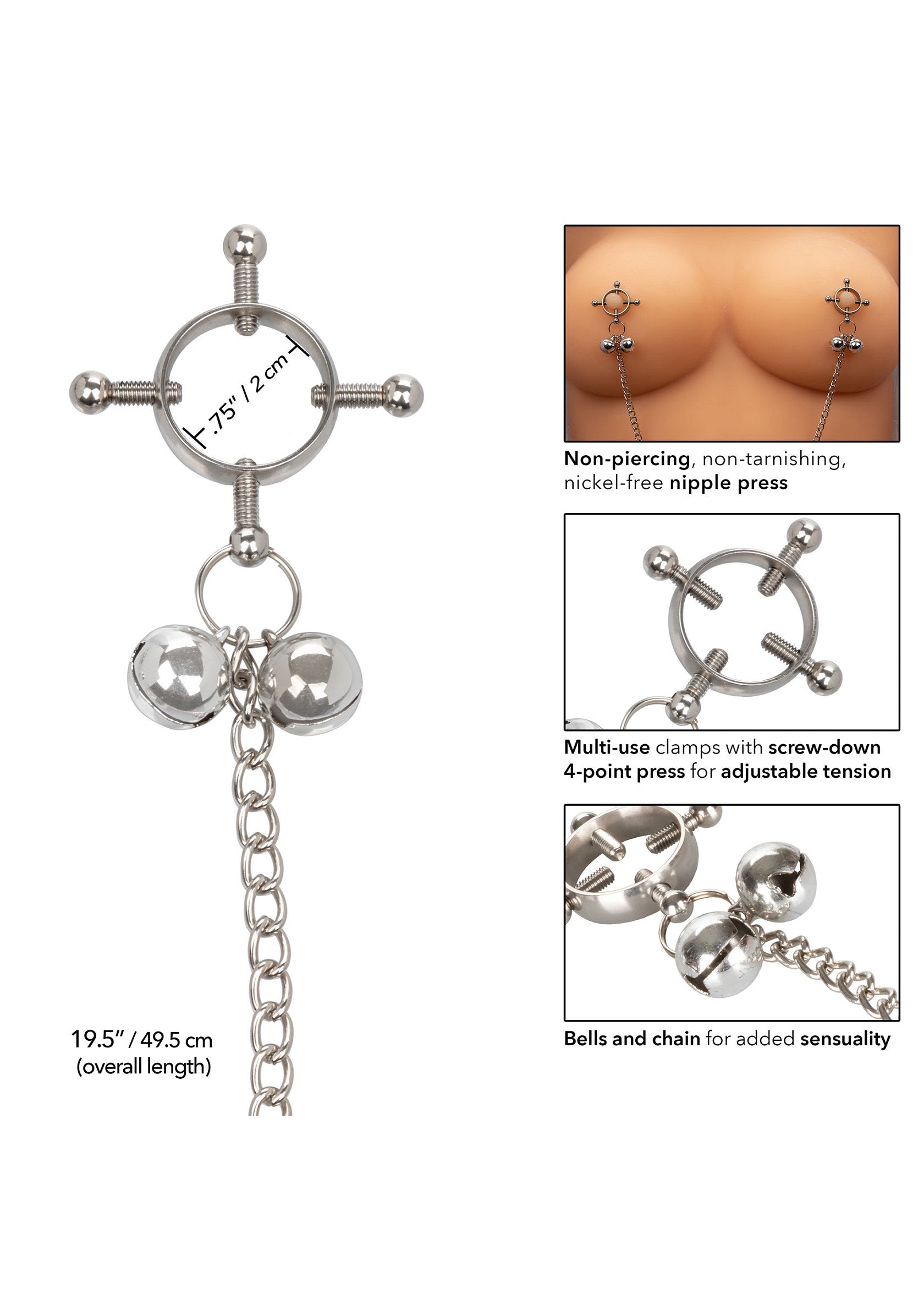 4 Point Nipple Press With Bells - Afbeelding 5
