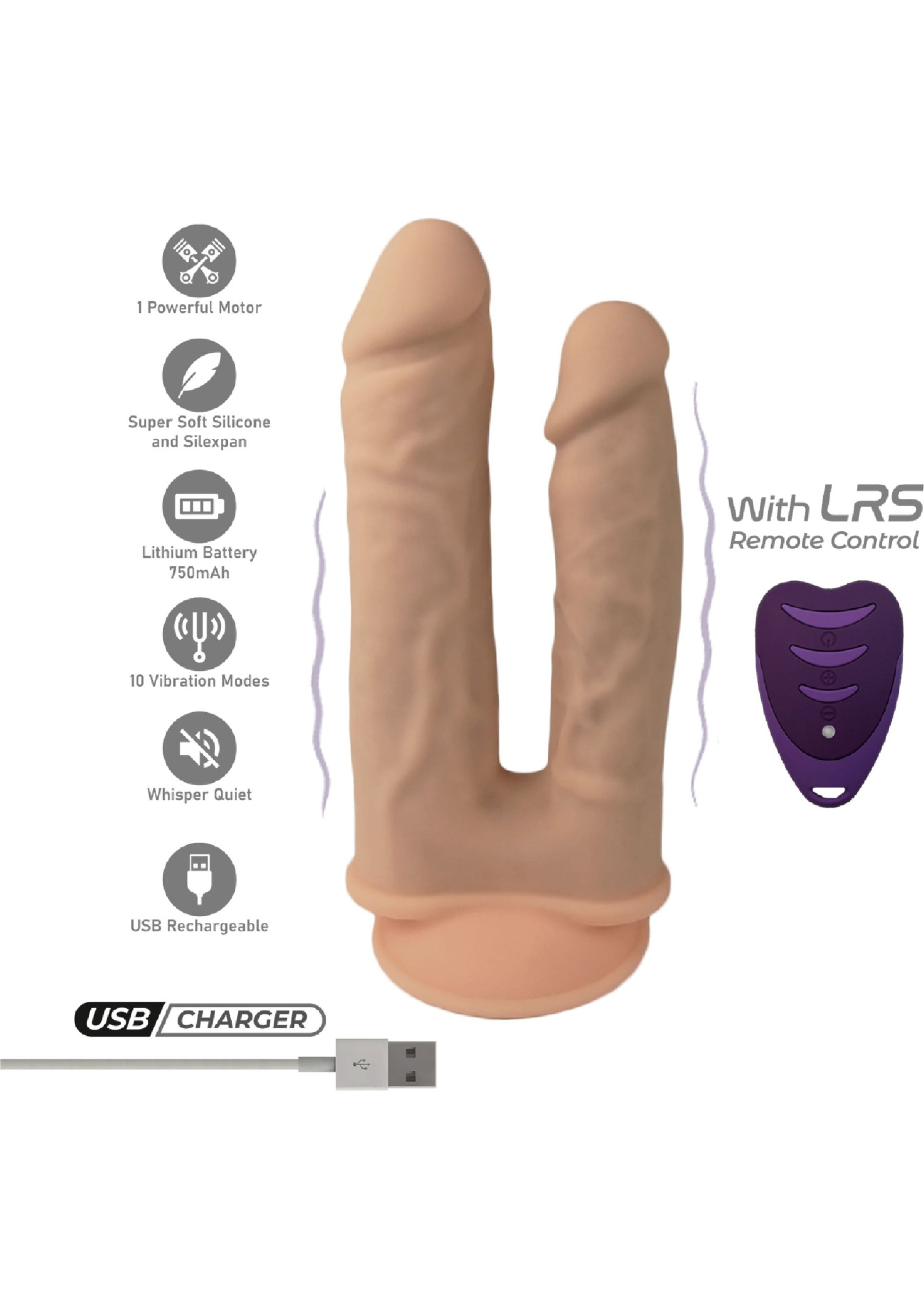 Duo Dildo Vibrating 7+8 inch - Afbeelding 5
