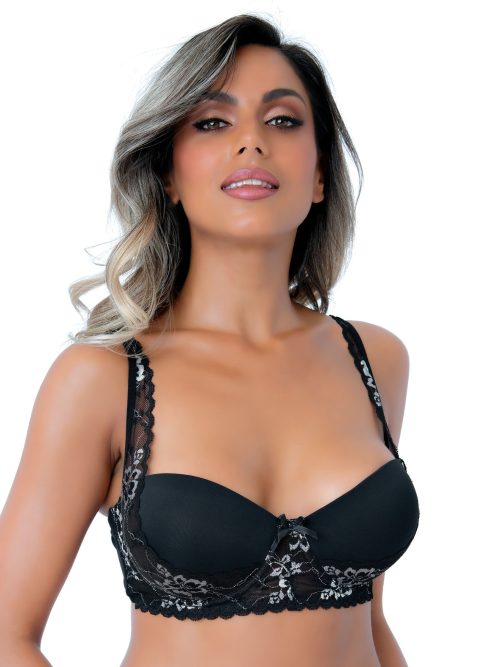 Balconette push-up lace bra