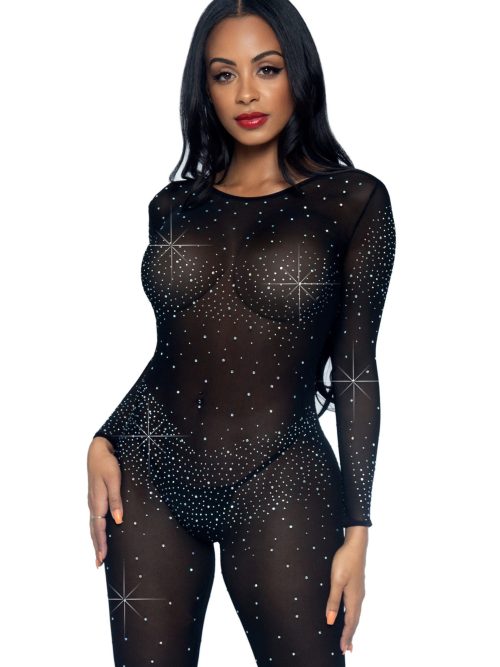 Sheer Rhinestone Catsuit