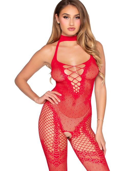 Dotted Net Crotchless Bodystocking
